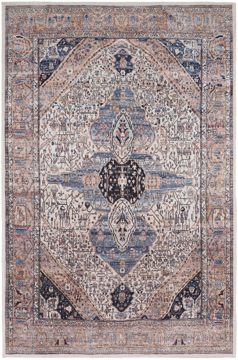 Grand Washables Ivory Blue Vintage Area Rug