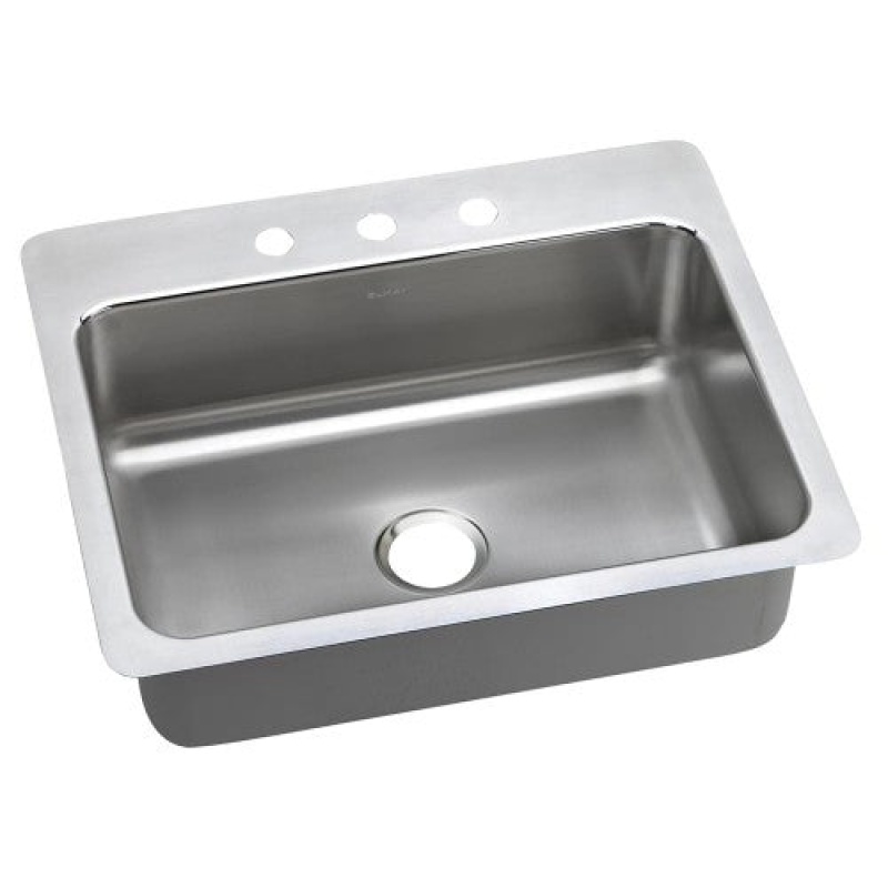 Lsr27223 Lustertone Classic Stainless Steel Drop In Undermount Single Bowl Kitchen Sink - 27" X 22" X 8" With 3 Holes - Stainless Steel