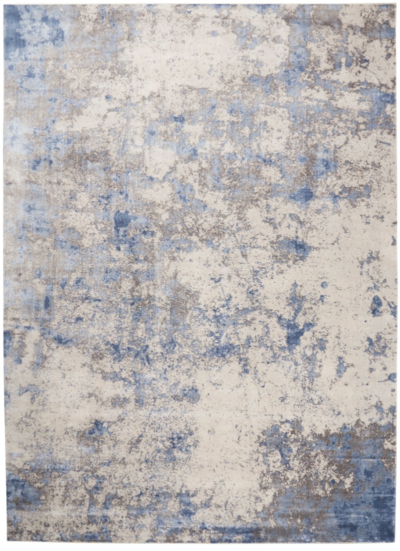Blue / Ivory / Grey Modern Area Rug