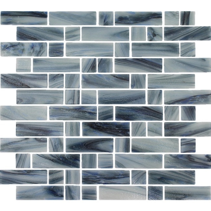 Aquatica Dash Biscay Mixed Mosaic - 1" X 1" + 1" X 3" - Glossy