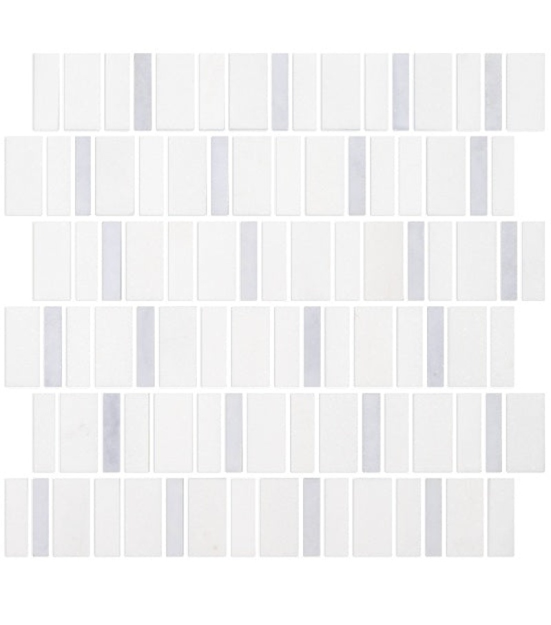Metro Blend Thassos Blue Natural Stone Mosaic - Irregular Stacked - Honed