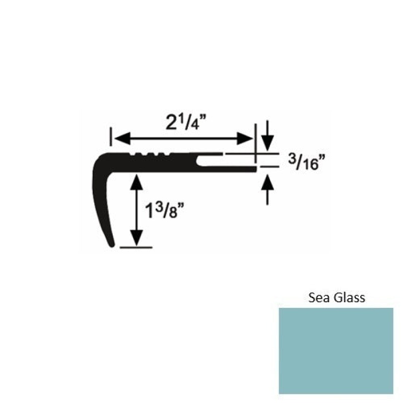 Solid 17 Sea Glass Rubber Undercut Carpet Nosing (Sq) - 2 1/4" X 9 Ft (108")
