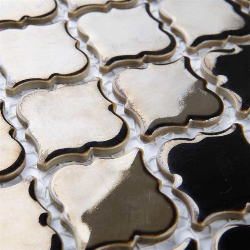 Hudson Tangier Gold Porcelain Mosaic - Arabesque - Glossy
