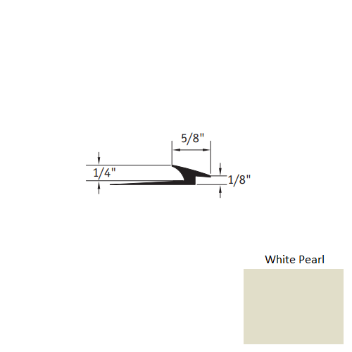 Johnsonite White Pearl Vinyl Moulding / Trim - 5/8" X 12 Ft (144") X 1/4" - 1/8" Slim Line Transition - Slim Line Transition