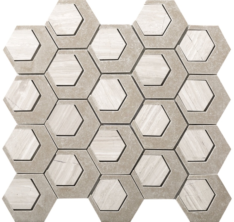 Catalyst Oxygen Natural Stone Mosaic - Hexagon - Satin