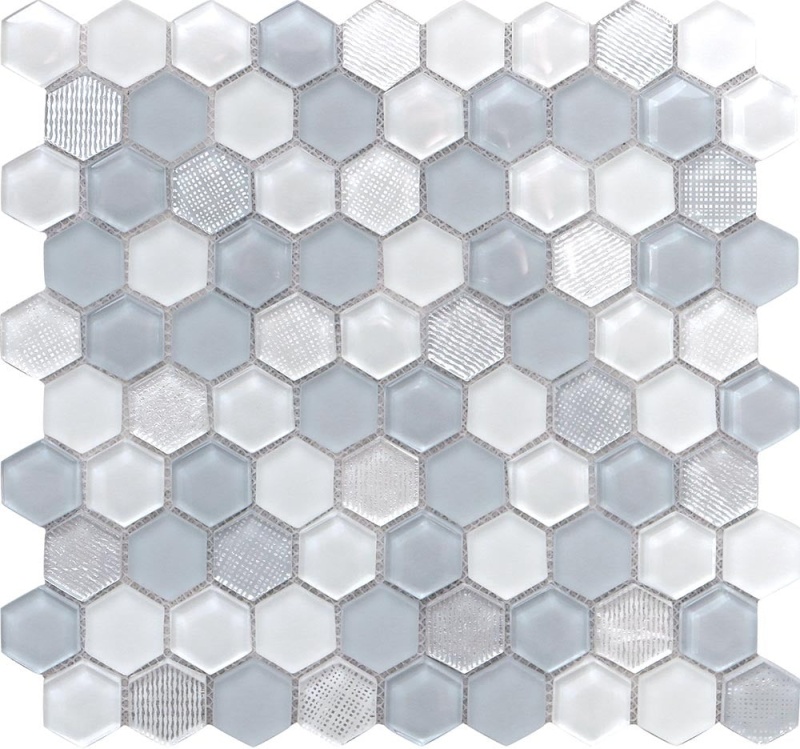Iceland Reykjavik Glass Mosaic - 1.2" X 1.2" Hexagon - Glossy & Matte
