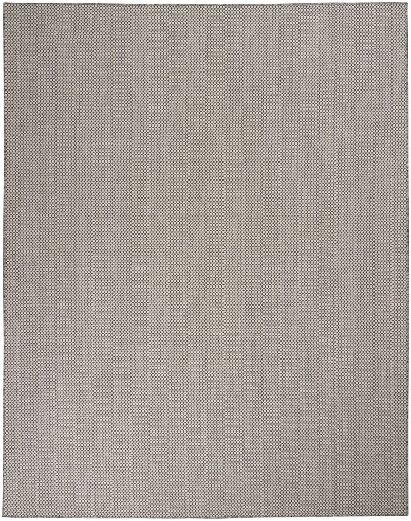 Ivory / Charcoal Polypropylene Modern Area Rug - 7 Ft x 10 Ft