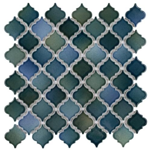 Hudson Tangier Lagoon Glossy Arabesque Porcelain Mosaic