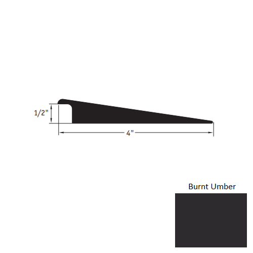 Johnsonite Burnt Umber Vinyl Moulding / Trim - 4" X 12 Ft (144") X 1/2" Wheeled Traffic Transition - Wheeled Traffic Transition