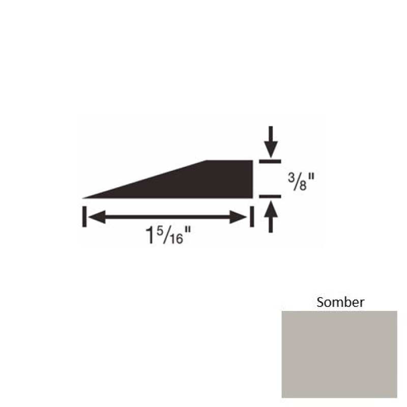Solid 26 Somber Rubber Reducer Strip - 1 5/16" X 9 Ft (108") X 3/8"