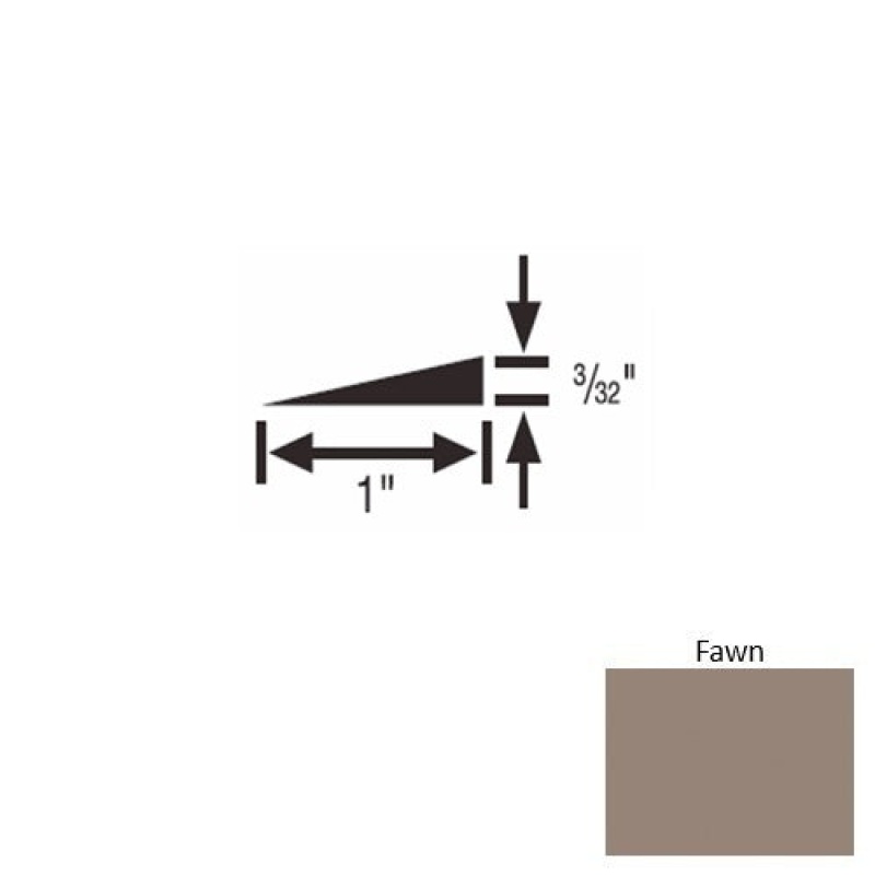 Solid 48 Fawn Rubber Reducer Strip - 1" X 9 Ft (108") X 3/32"