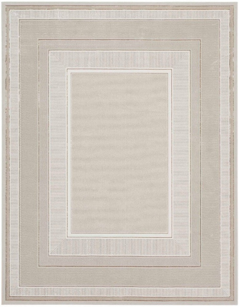 Glitz Ivory Glz07 Polyester Contemporary Area Rug - 8 Ft X 10 Ft - Ivory