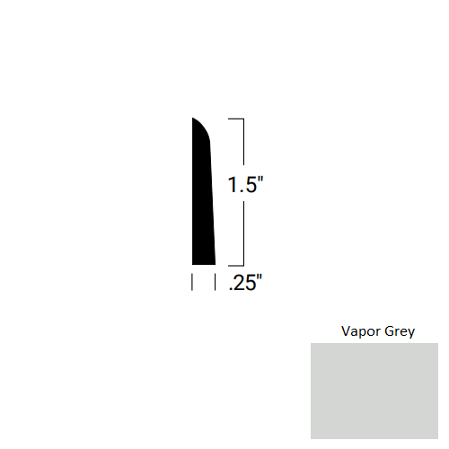 Johnsonite Vapor Grey Rubber Moulding / Trim - 1 1/2" X 8 Ft (96") X 1/4" Millwork Shoe Moulding - Millwork Shoe Moulding