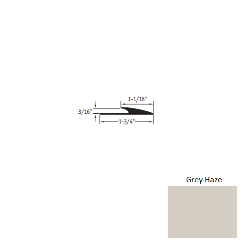 Johnsonite Grey Haze Vinyl Moulding / Trim - 1 1/16" X 12 Ft (144") X 3/16" Edge Guard - Edge Guard