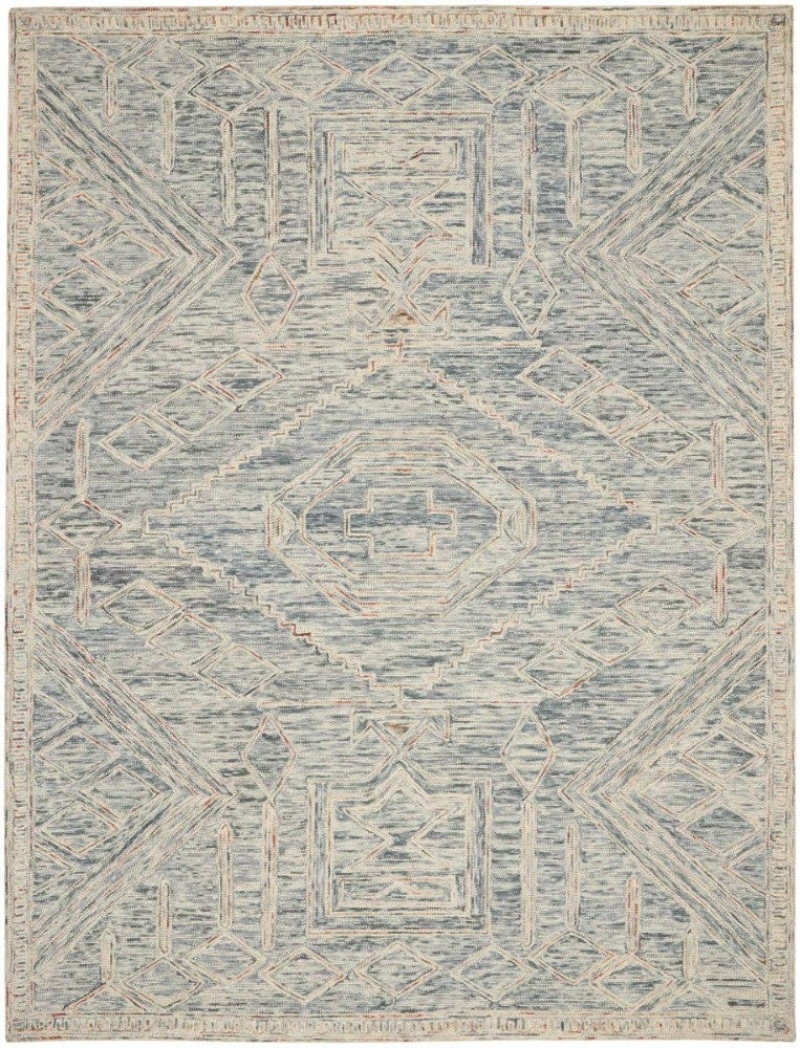 Interlock Blue Multicolor Wool Area Rug