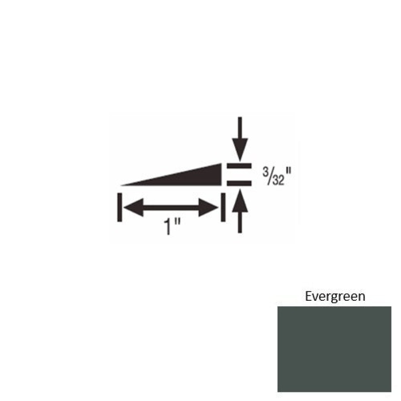 Solid Evergreen Rubber Reducer Strip 1" x 9 Ft