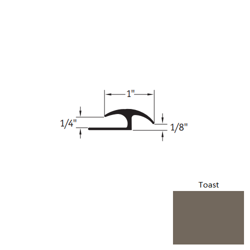 Johnsonite Toast Vinyl Moulding / Trim - 1" X 12 Ft (144") X 1/4" - 1/8" Adaptor - Adaptor