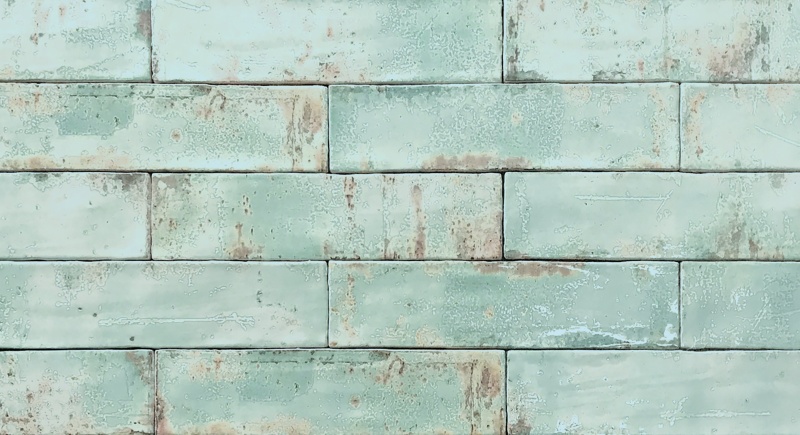 Grunge Aqua Ceramic Tile - Glossy - 3" X 12"