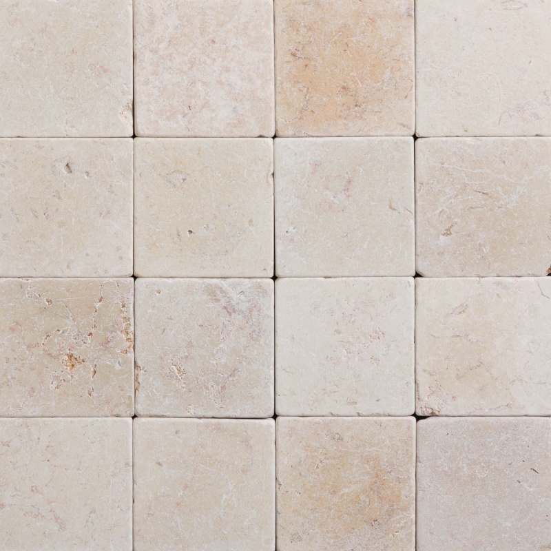 Seret Jerusalem Limestone Tile - Tumbled - 4" X 4"