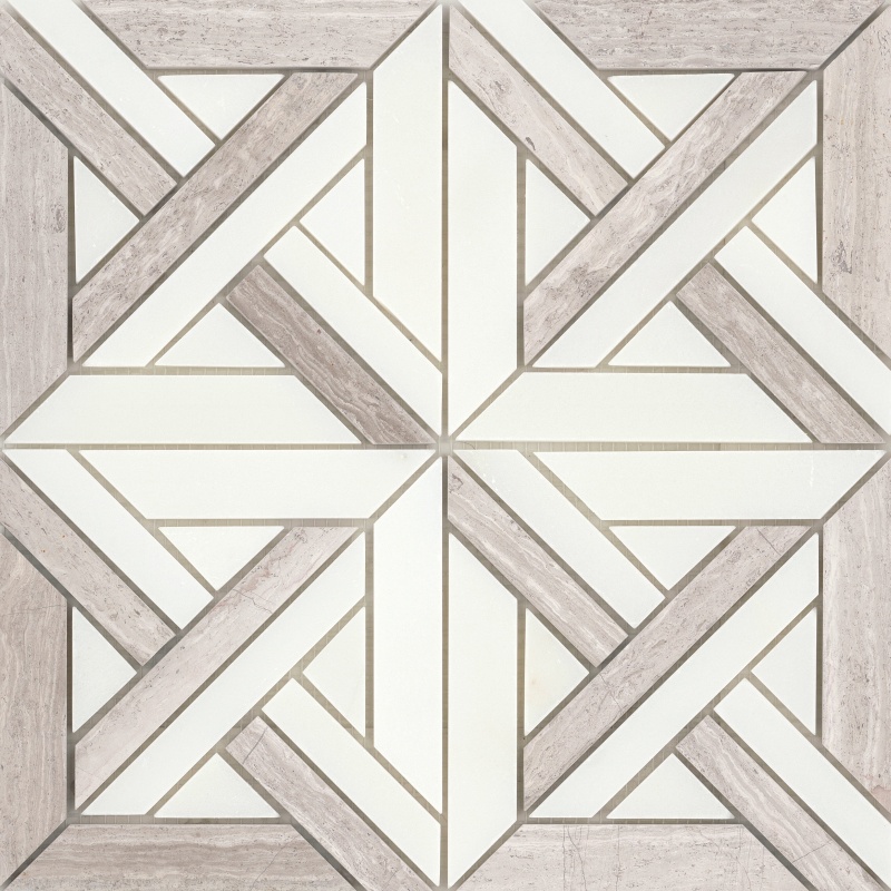 Alluro White / Cream Marble Mosaic - Mini Castle - Polished
