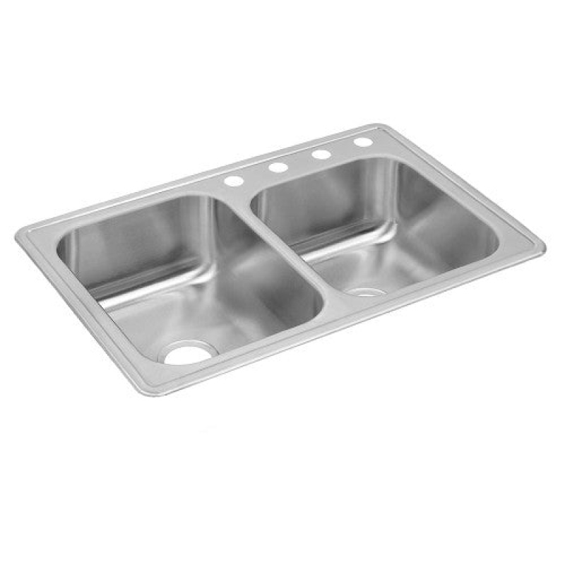 Dxr250r4 Dayton Stainless Steel Drop In Double Bowl Kitchen Sink - 33" X 22" X 8 3/16" With 4 Holes - Stainless Steel