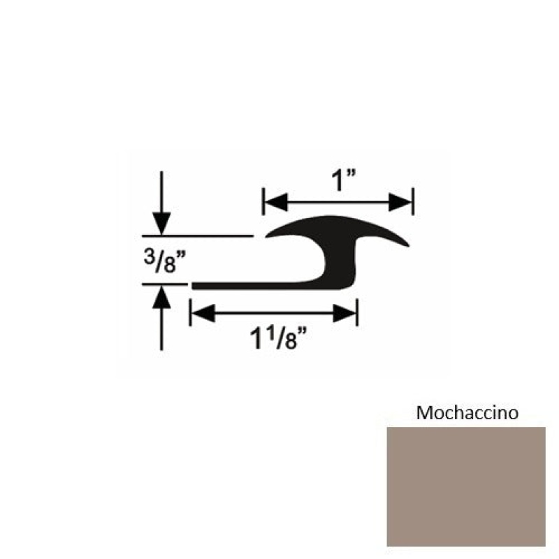 Solid 60 Mochaccino Rubber Tile / Carpet Joiner - 1 1/8" X 9 Ft (108") X 3/8"