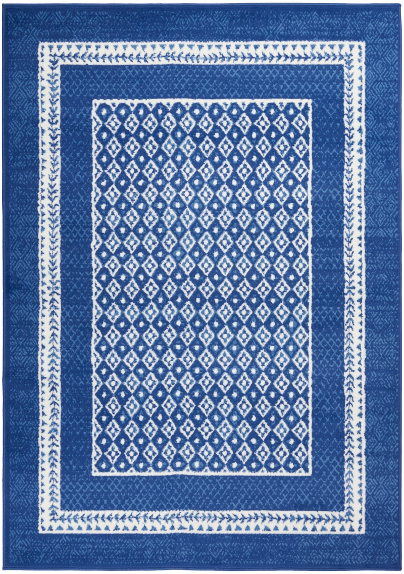 Whimsicle Navy Polypropylene Farmhouse Area Rug 6 ft x 9 ft