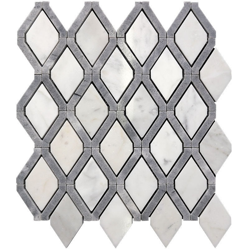 Skalini Line White / Gray Natural Stone Mosaic - Trellis 10 - Polished