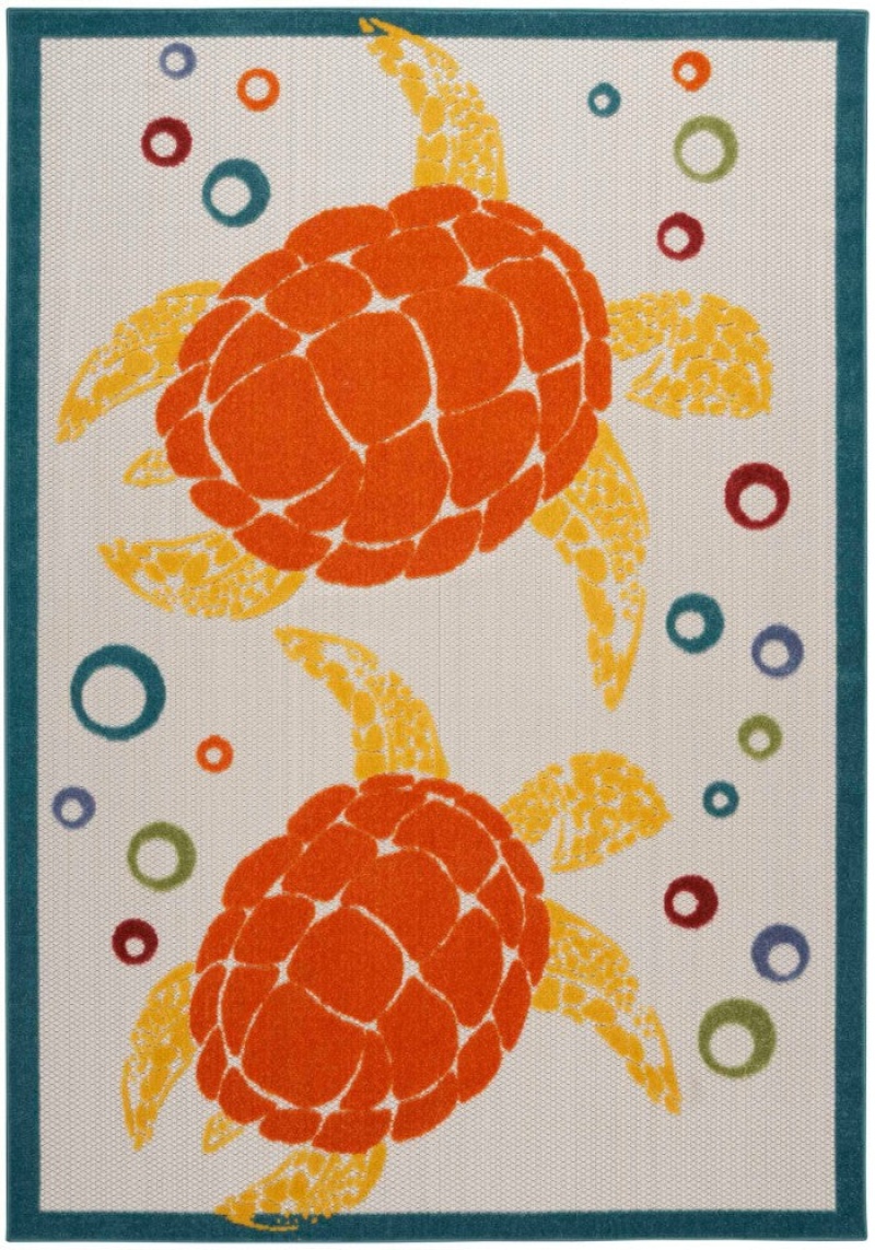 Aloha Teal Multi Alh27 Polypropylene & Polyester Contemporary Area Rug - 8 Ft X 11 Ft - Teal Multi