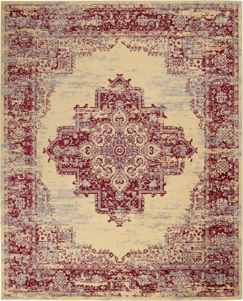 Grafix Cream / Red Polypropylene Vintage Area Rug 8 Ft x 10 Ft