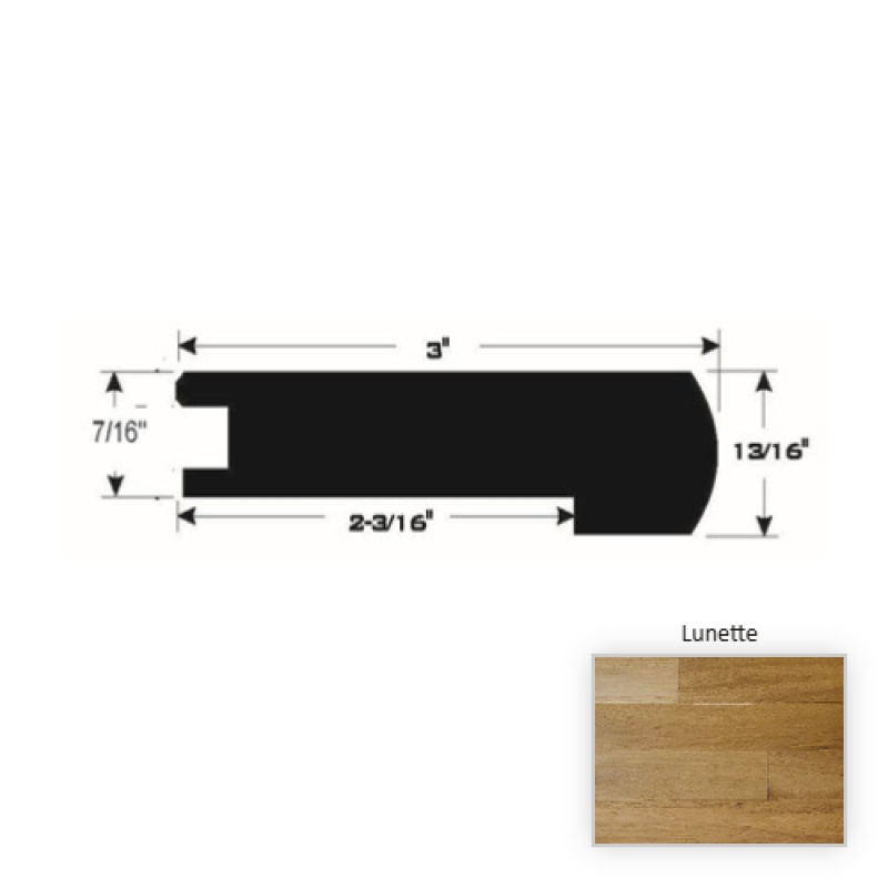 Contempo European White Oak Lunette Hardwood Moulding / Trim - 90" Flush Stair Nose - Ultra Matte Polyurethane