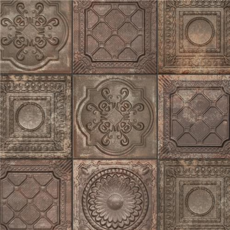 Ritz Ossidato Nero Ceramic Tile - Satin - 7 7/8" X 7 7/8"
