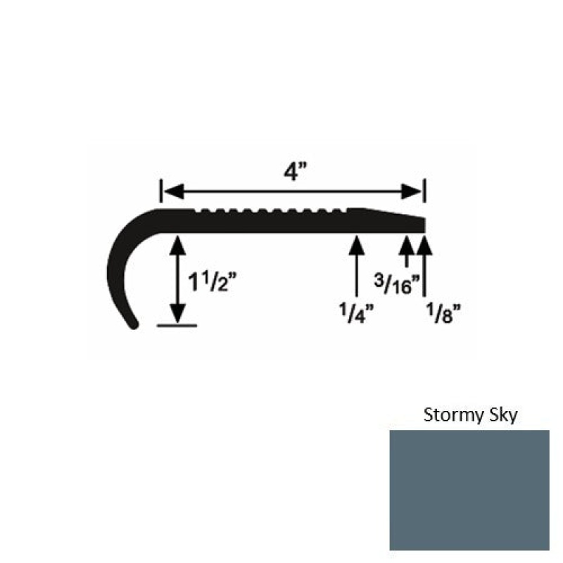 Solid 02 Stormy Sky Rubber Commercial Stair Nosing (Rd) - 4" X 9 Ft (108")