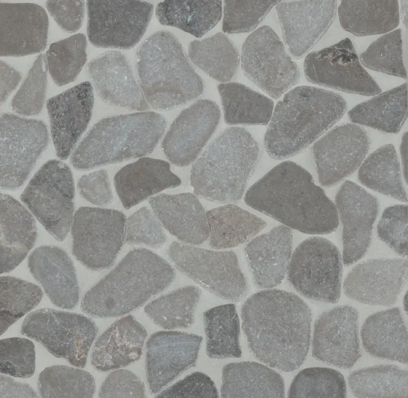 Waterbrook Pewter Grey Medium Sliced Natural Stone Mosaic - Pebble - Matte