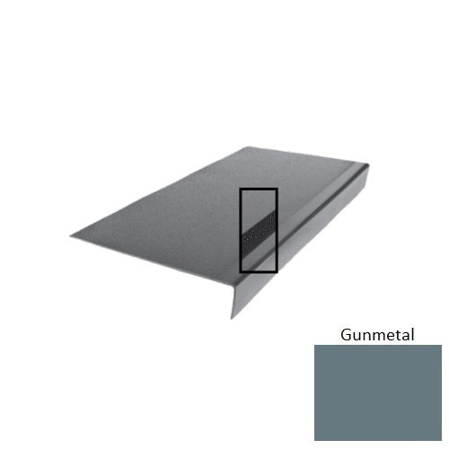 Flextones Gunmetal Type 975 With Ribbed / Smooth Insert Distinct Designs Rubber - 12 1/2" X 72" Stair Tread - Hammered