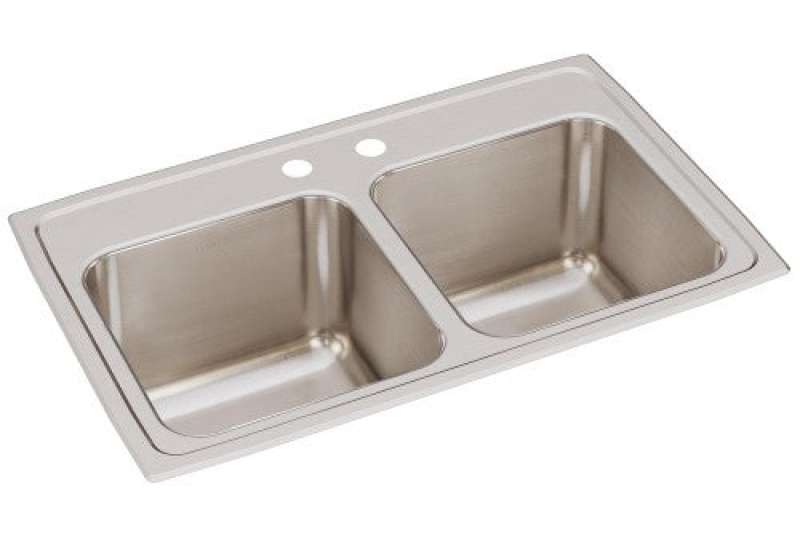 Dlr2918102 Lustertone Classic Stainless Steel Drop In Double Bowl Kitchen Sink - 29" X 18" X 10" With 2 Holes - Stainless Steel
