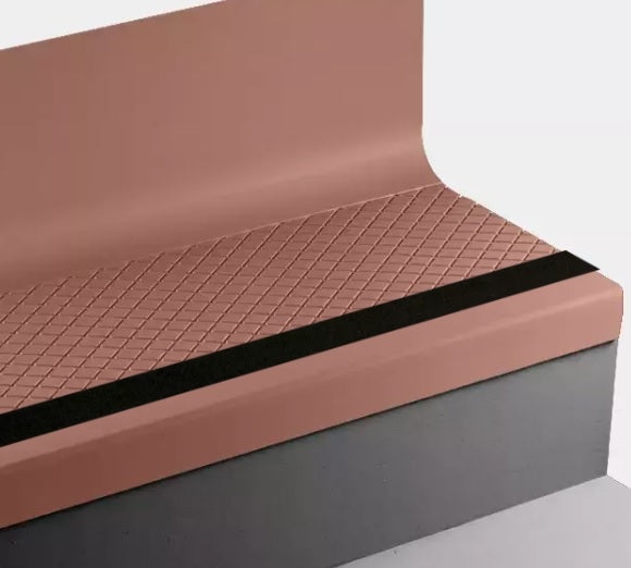 Johnsonite Hot Spice Diamond Rubber Moulding / Trim, 19" x 60" Angle Fit Stair Tread with Riser (Sq), Brown Grit Tape,…