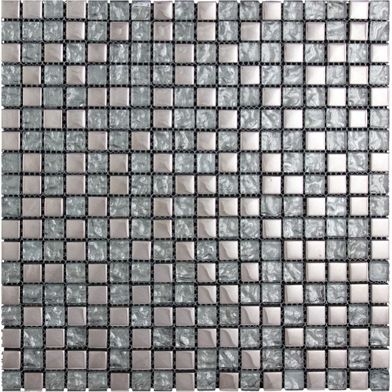 Crystal Springs Sterling Glass Mosaic - 0.6" x 0.6" - Glossy