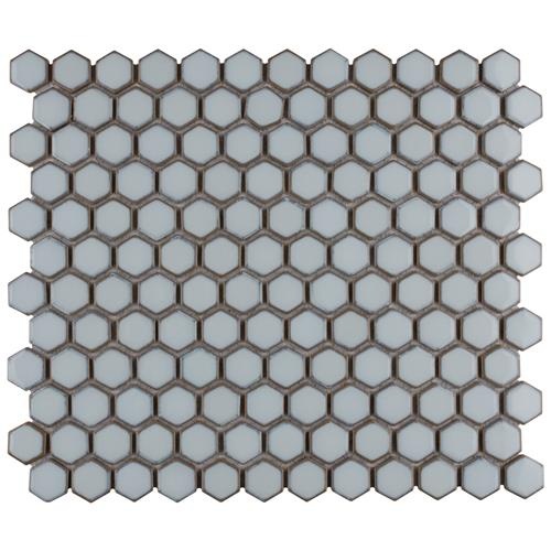 Hudson Silk White Porcelain Mosaic - Hexagon - Glossy