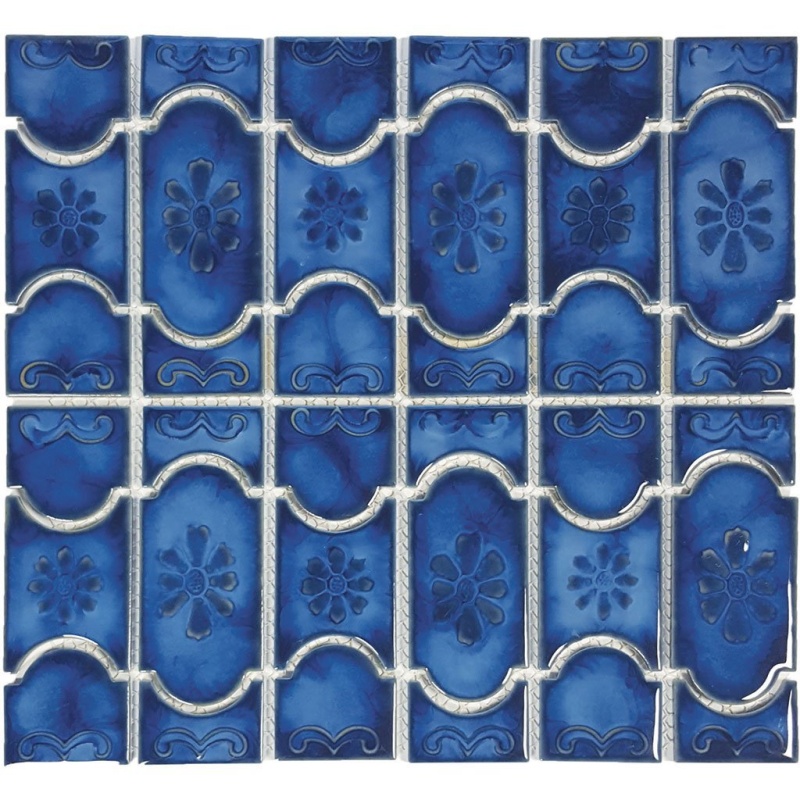 Aquatica Botanical Marble Royal Porcelain Mosaic - 6" X 6" - Glossy