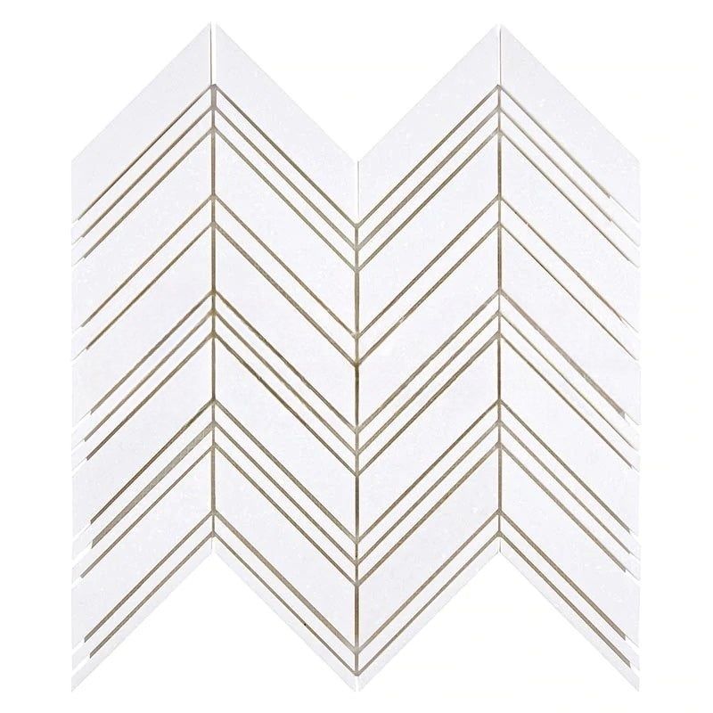 Thassos White Marble Mosaic - Large Chevron