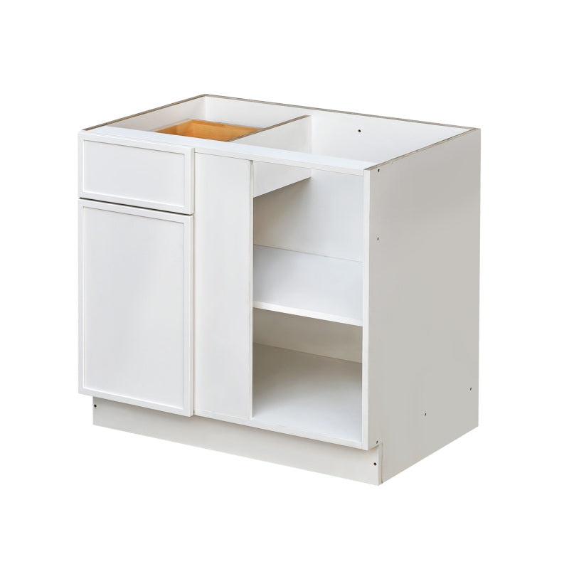 Shady White Slim Shaker Wood Kitchen Blind Corner Base Cabinet - 42" X 24" X 34 1/2" (Assembly Required) - White