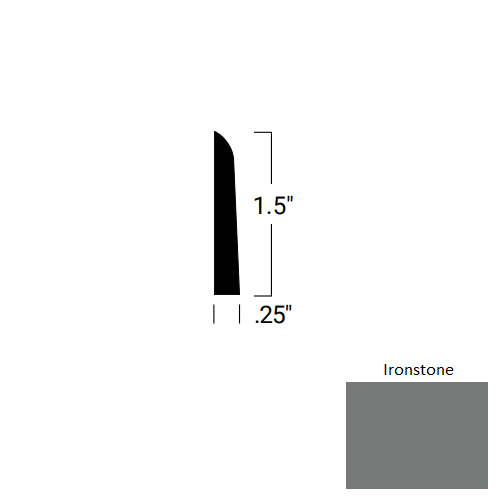 Johnsonite Ironstone Rubber Moulding / Trim - 1 1/2" X 8 Ft (96") X 1/4" Millwork Shoe Moulding - Millwork Shoe Moulding