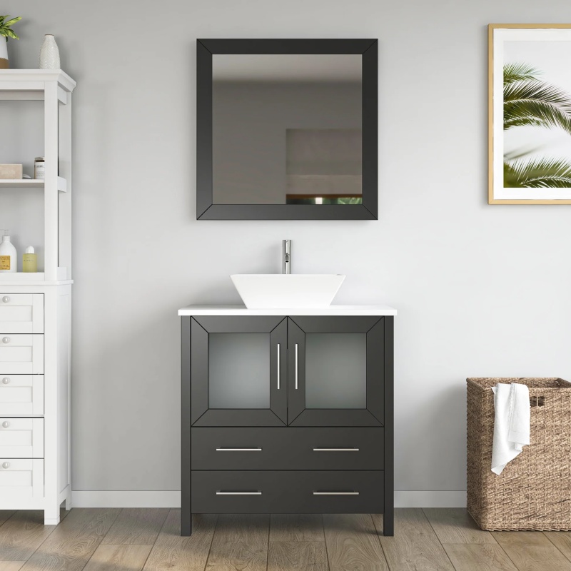 Cvc Espresso Solid Wood Bathroom Cabinet
