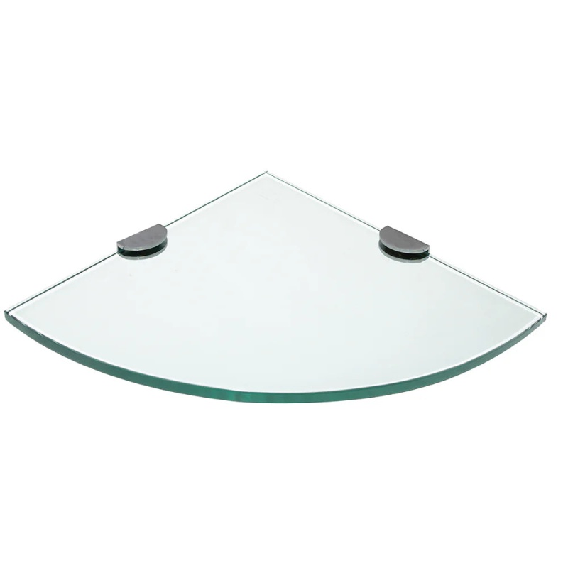Brushed Nickel Glass Corner Bathroom Shelf