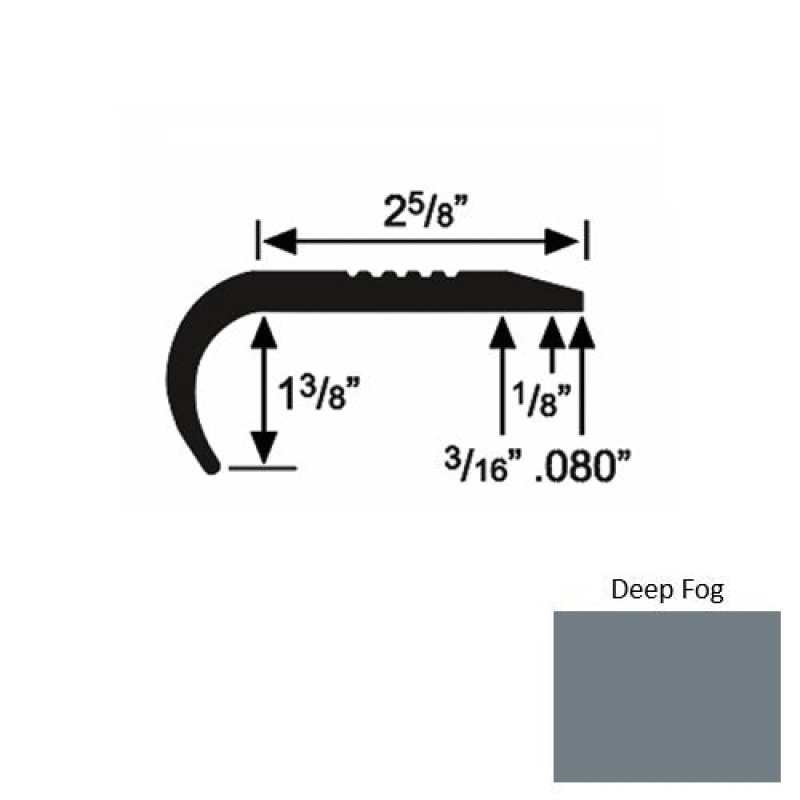 Solid 04 Deep Fog Rubber Residential Stair Nosing (Rd) - 2 5/8" X 9 Ft (108")
