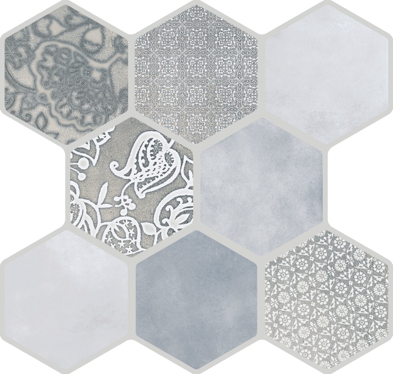 Virtue Gray Porcelain Tile - Matte - Hexagon