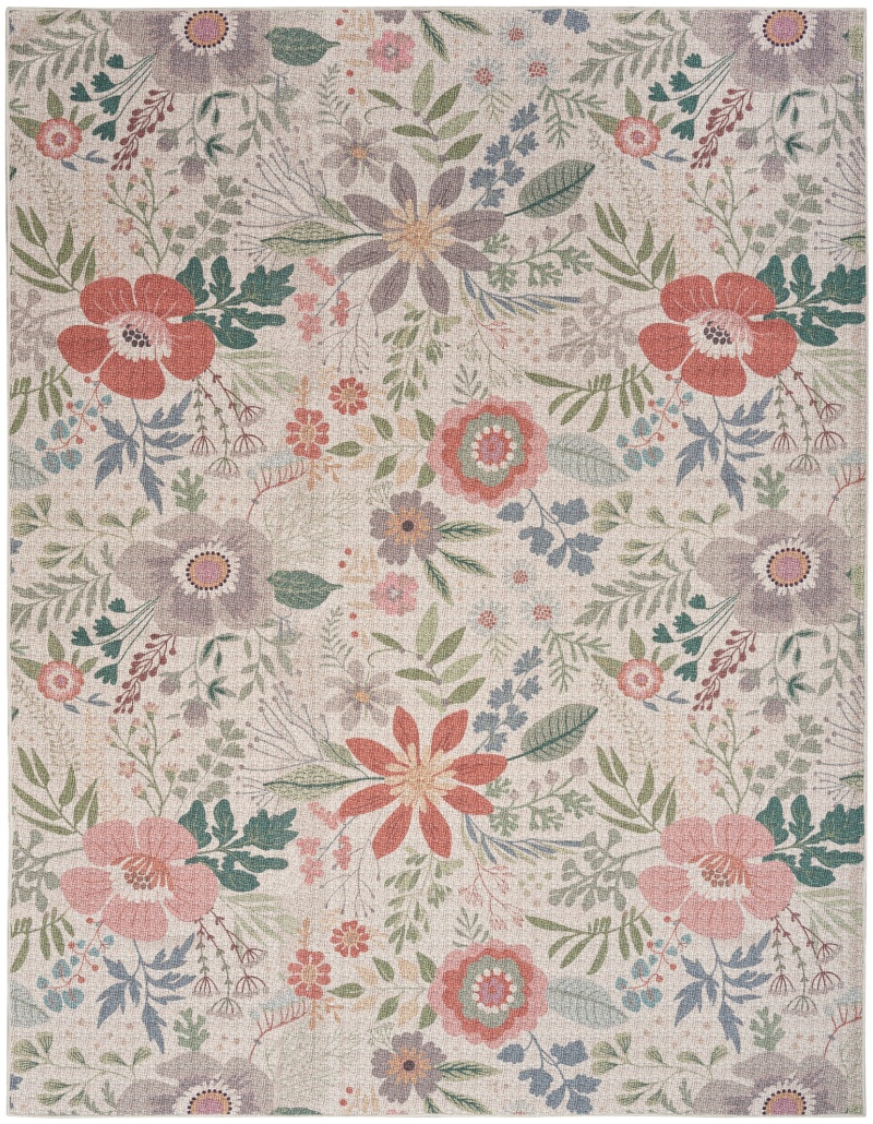 Nourison Washables Cream Multicolor Area Rug 6 ft x 9 ft