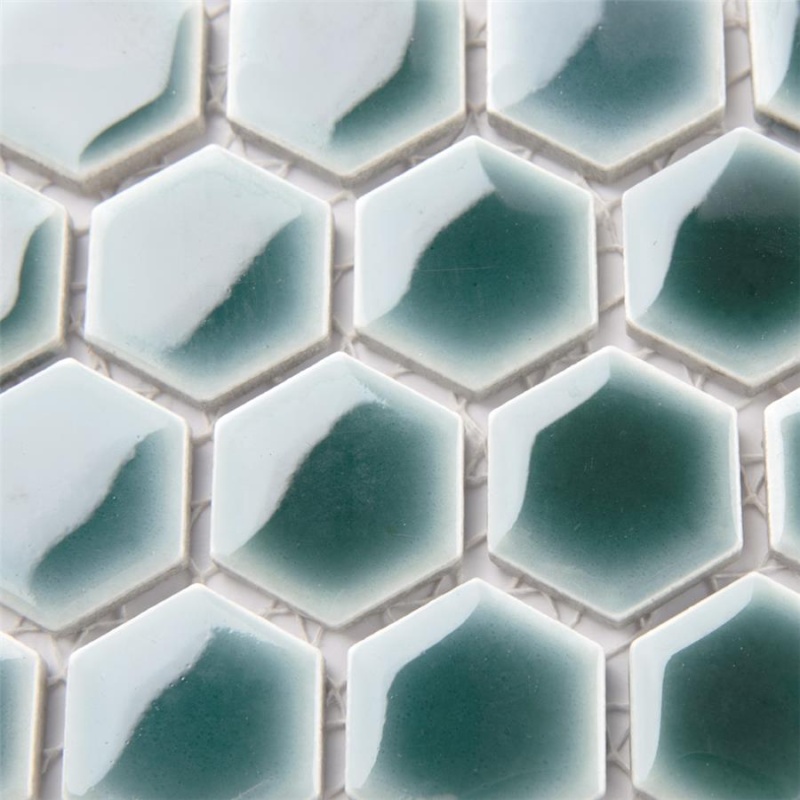 Hudson Emerald Porcelain Mosaic - 1'' Hexagon - Glossy