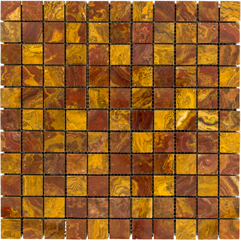 Red Multi Color Onyx Mosaic - 1" X 1" - Polished